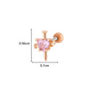 Titanium Steel And Copper Earrings With Inlaid Zircon Heart Bow Bear Design Electroplated For Women Fashion Flower Style