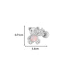 Titanium Steel And Copper Earrings With Inlaid Zircon Heart Bow Bear Design Electroplated For Women Fashion Flower Style