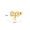 Titanium Steel And Copper Earrings With Inlaid Zircon Heart Bow Bear Design Electroplated For Women Fashion Flower Style