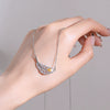 Titanium Steel And Copper Feather Necklace With Diamond Light Luxury Design For Women