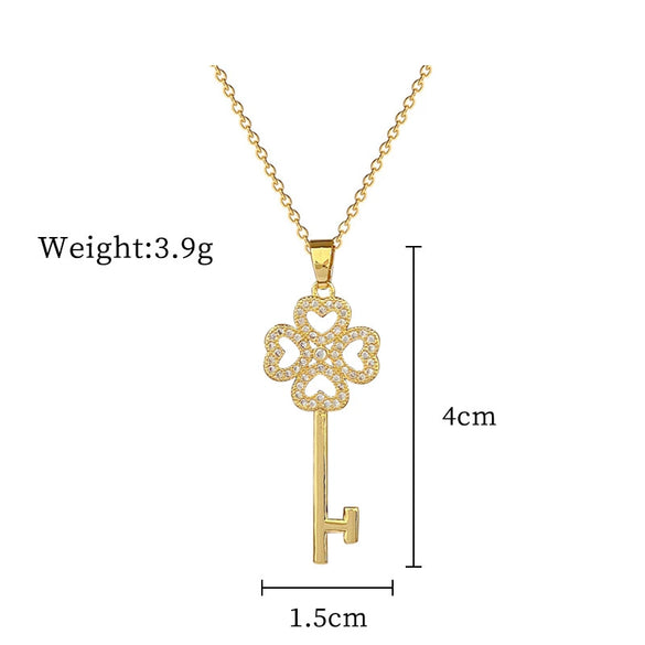 Titanium Steel And Copper Geometric Simple Lucky Necklace With Real Gold Microinlaid And Electroplating For Unisex