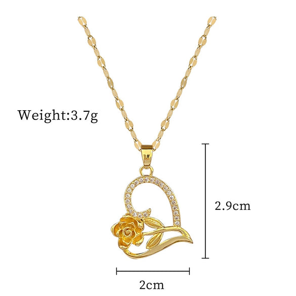 Titanium Steel And Copper Geometric Simple Lucky Necklace With Real Gold Microinlaid And Electroplating For Unisex