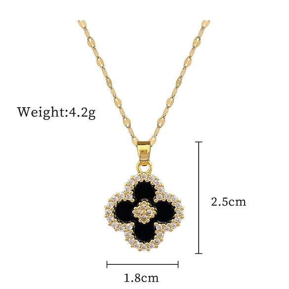 Titanium Steel And Copper Geometric Simple Lucky Necklace With Real Gold Microinlaid And Electroplating For Unisex