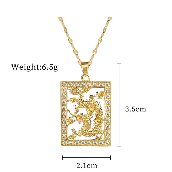 Titanium Steel And Copper Geometric Simple Lucky Necklace With Real Gold Microinlaid And Electroplating For Unisex