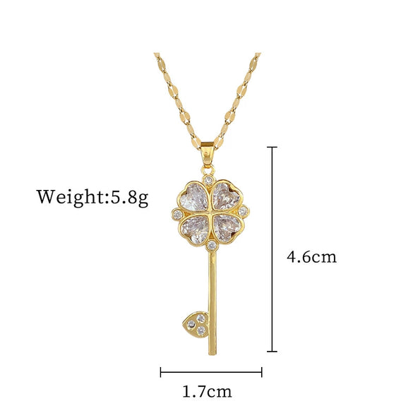 Titanium Steel And Copper Geometric Simple Lucky Necklace With Real Gold Microinlaid And Electroplating For Unisex