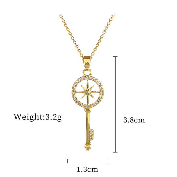Titanium Steel And Copper Geometric Simple Lucky Necklace With Real Gold Microinlaid And Electroplating For Unisex