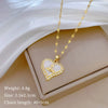 Titanium Steel And Copper Geometric Simple Lucky Necklace With Real Gold Microinlaid And Electroplating For Unisex