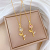 Titanium Steel And Copper Geometric Zircon Necklace For Women And Men