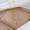 Titanium Steel And Copper Geometric Zircon Necklace For Women And Men