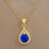 Titanium Steel And Copper Light Luxury Microinlaid Real Gold Water Drop Necklace With Geometric Design For Women