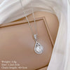 Titanium Steel And Copper Light Luxury Microinlaid Real Gold Water Drop Necklace With Geometric Design For Women
