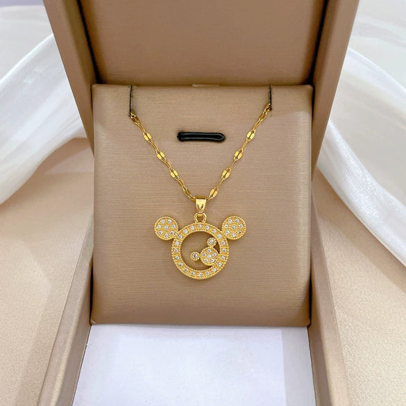 Titanium Steel And Copper Microencrusted Diamond Geometric Cartoon Style Unisex Necklace