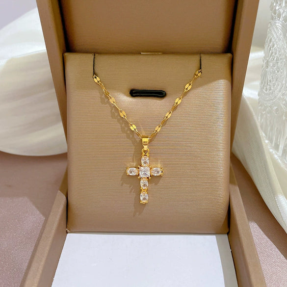 Titanium Steel And Copper Microencrusted Diamond Geometric Cartoon Style Unisex Necklace