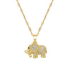 Titanium Steel And Copper Microinlaid Real Gold Stereo Elephant Necklace With Geometric And Cartoon Design For Women