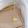 Titanium Steel And Copper Microinlaid Real Gold Stereo Elephant Necklace With Geometric And Cartoon Design For Women