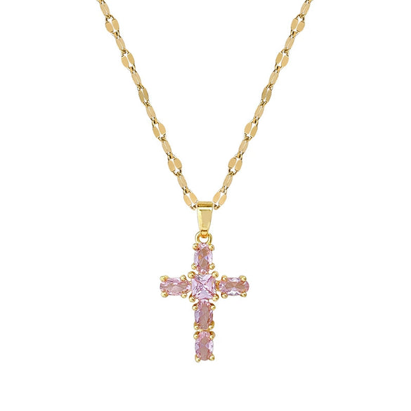 Titanium Steel And Copper Micropaved Cross Geometric Cartoon Style Women's Clavicle Necklace