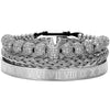 Titanium Steel And Copper Roman Letter Twist Open Bracelet Set With Crown Woven Design Electroplated Fashion Jewelry For Unisex
