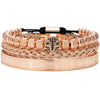 Titanium Steel And Copper Roman Letter Twist Open Bracelet Set With Crown Woven Design Electroplated Fashion Jewelry For Unisex