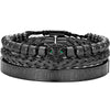 Titanium Steel And Copper Roman Letter Twist Open Bracelet Set With Crown Woven Design Electroplated Fashion Jewelry For Unisex