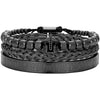 Titanium Steel And Copper Roman Letter Twist Open Bracelet Set With Crown Woven Design Electroplated Fashion Jewelry For Unisex