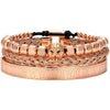 Titanium Steel And Copper Roman Letter Twist Open Bracelet Set With Crown Woven Design Electroplated Fashion Jewelry For Unisex