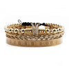 Titanium Steel And Copper Roman Letter Twist Open Bracelet Set With Crown Woven Design Electroplated Fashion Jewelry For Unisex
