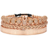 Titanium Steel And Copper Roman Letter Twist Open Bracelet Set With Crown Woven Design Electroplated Fashion Jewelry For Unisex