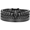 Titanium Steel And Copper Roman Letter Twist Open Bracelet Set With Crown Woven Design Electroplated Fashion Jewelry For Unisex