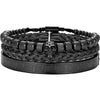 Titanium Steel And Copper Roman Letter Twist Open Bracelet Set With Crown Woven Design Electroplated Fashion Jewelry For Unisex