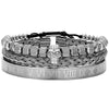 Titanium Steel And Copper Roman Letter Twist Open Bracelet Set With Crown Woven Design Electroplated Fashion Jewelry For Unisex