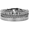 Titanium Steel And Copper Roman Letter Twist Open Bracelet Set With Crown Woven Design Electroplated Fashion Jewelry For Unisex