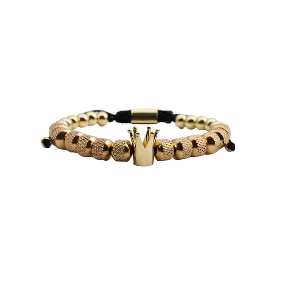 Titanium Steel And Copper Roman Letter Twist Open Bracelet Set With Crown Woven Design Electroplated Fashion Jewelry For Unisex