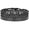 Titanium Steel And Copper Roman Letter Twist Open Bracelet Set With Crown Woven Design Electroplated Fashion Jewelry For Unisex