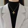 Titanium Steel And Copper Unisex Clavicle Chain With Threedimensional Aircraft Pendant And Geometric Pattern Light Luxury Style