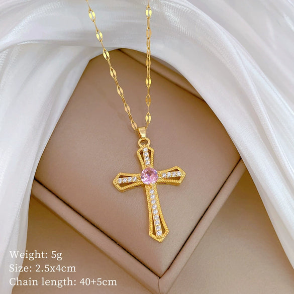 Titanium Steel And Copper Unisex Geometric Heavy Industry Necklace With Microinlaid Real Gold Plating And Diamond Design