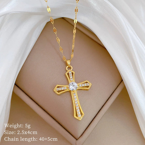 Titanium Steel And Copper Unisex Geometric Heavy Industry Necklace With Microinlaid Real Gold Plating And Diamond Design