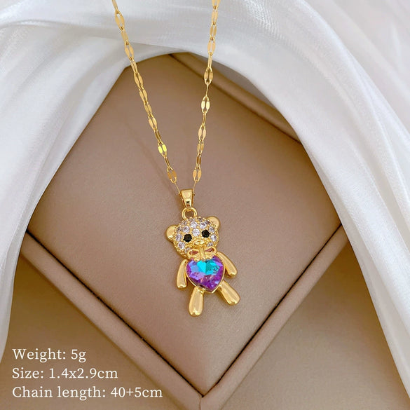 Titanium Steel And Copper Unisex Geometric Heavy Industry Necklace With Microinlaid Real Gold Plating And Diamond Design