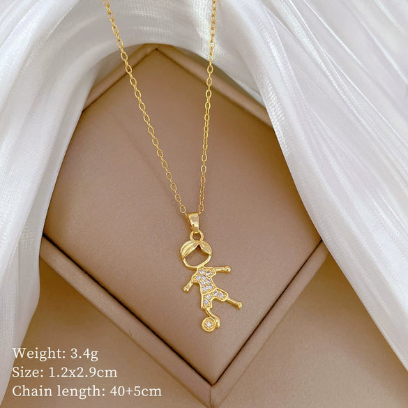 Titanium Steel And Copper Unisex Geometric Heavy Industry Necklace With Microinlaid Real Gold Plating And Diamond Design