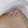 Titanium Steel And Copper Women's Cartoon Style Microinlaid Zircon Amethyst Fourleaf Flower Pendant Lip Chain Jewelry With Cross Crown Roman Numerals Electroplating
