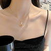 Titanium Steel And Copper Women's Geometric Pendant Necklace With Real Gold Electroplated And Diamond Design