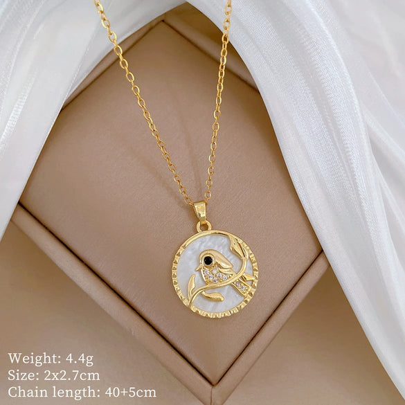 Titanium Steel And Copper Women's Geometric Style Planet Starry Sky Diamond Microinlay Necklace
