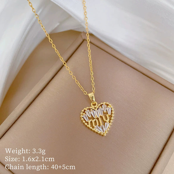 Titanium Steel And Copper Women's Geometric Style Planet Starry Sky Diamond Microinlay Necklace