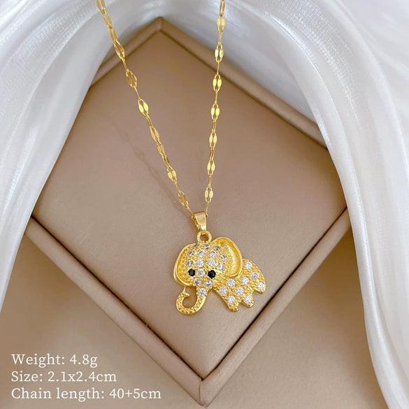 Titanium Steel And Copper Women's Geometric Style Planet Starry Sky Diamond Microinlay Necklace