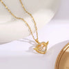 Titanium Steel And Copper Women's Heart Shape Elegant Microinlaid True Gold Light Luxury Electroplated Necklace With Cross Chain