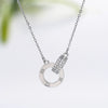 Titanium Steel And Copper Women's Light Luxury Geometric Diamond Roman Double Ring Pendant Necklace With Cross Chain