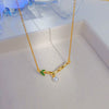 Titanium Steel And Copper Women's Light Luxury Jewelry Necklace With Real Gold Electroplated Pearl Pendant And Cross Chain Design
