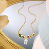 Titanium Steel And Copper Women's Light Luxury Jewelry Necklace With Real Gold Electroplated Pearl Pendant And Cross Chain Design