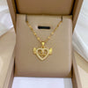 Titanium Steel And Copper Women's Love Heart Necklace With Diamond Microinlay And Geometric Design Cartoon Style
