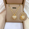 Titanium Steel And Copper Women's Love Heart Necklace With Diamond Microinlay And Geometric Design Cartoon Style