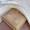 Titanium Steel And Copper Women's Love Heart Necklace With Diamond Microinlay And Geometric Design Cartoon Style